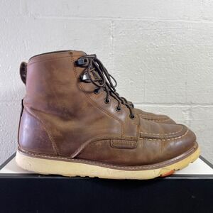 BRUNT MARIN Brown Leather Waterproof Comp Toe Work Boots Lace Up Men's 9.5 US
